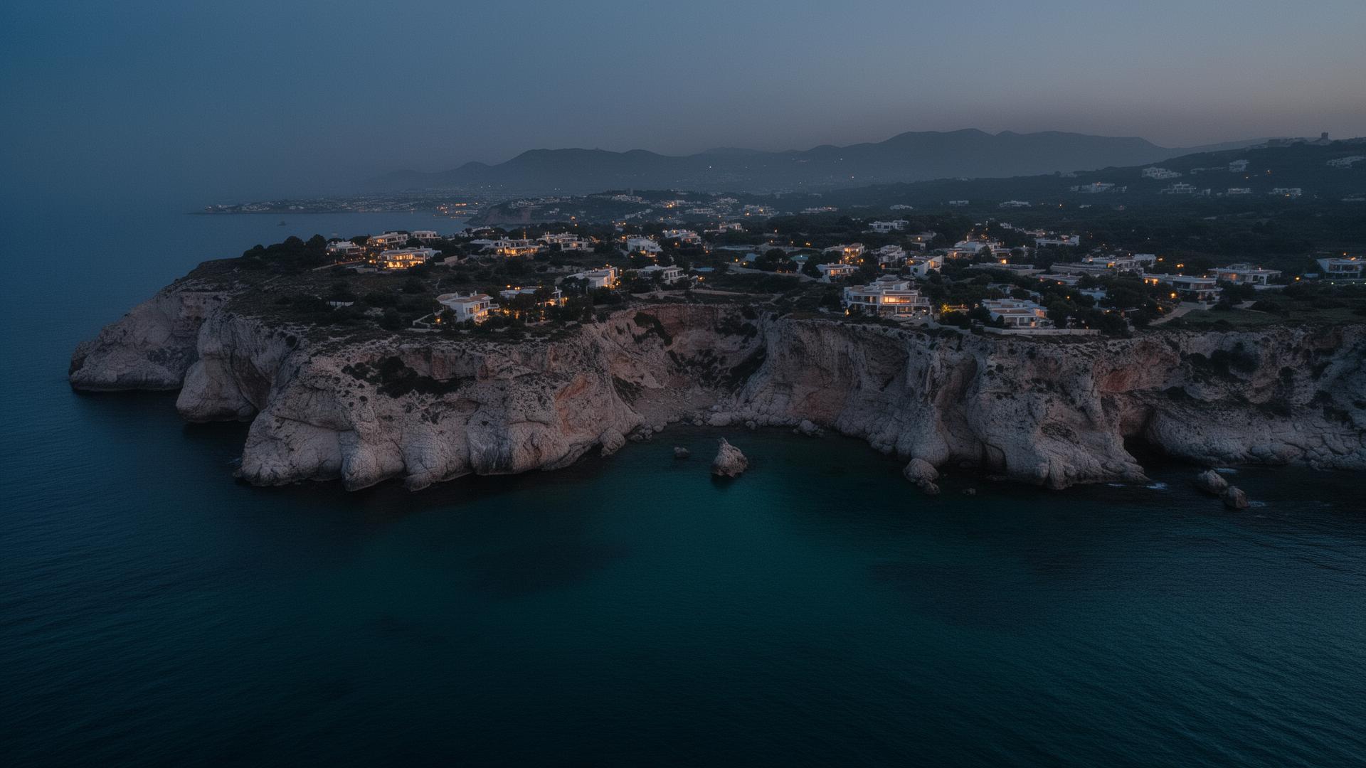Ibiza coastline at blue hour